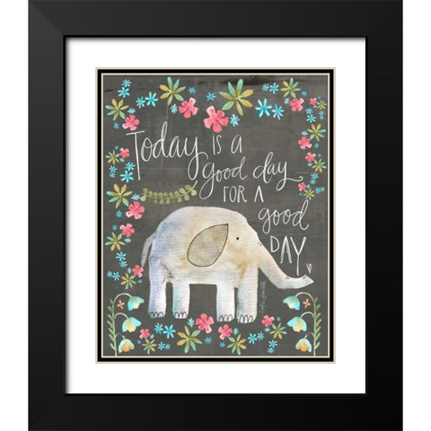 Good Day Elephant Black Modern Wood Framed Art Print with Double Matting by Doucette, Katie
