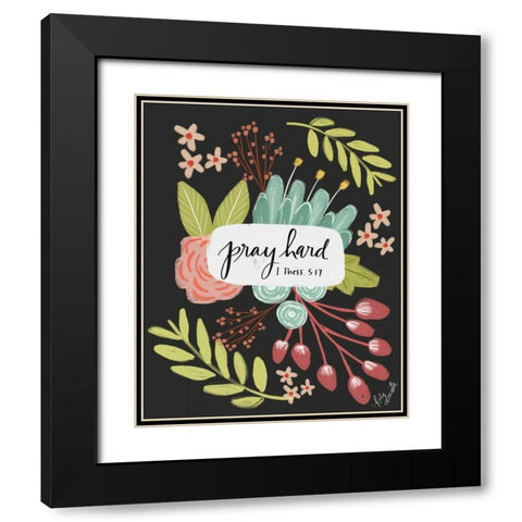 Pray Hard Black Modern Wood Framed Art Print with Double Matting by Doucette, Katie