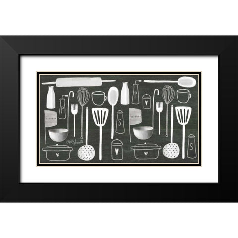 Kitchen Utensils Black Modern Wood Framed Art Print with Double Matting by Doucette, Katie