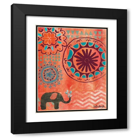 Bohemian Elephant Black Modern Wood Framed Art Print with Double Matting by Doucette, Katie