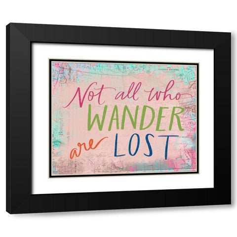 Not All Who Wander Black Modern Wood Framed Art Print with Double Matting by Doucette, Katie