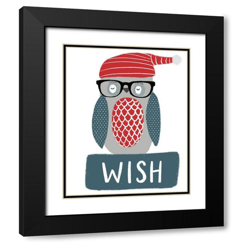 Hip Holiday Owl Black Modern Wood Framed Art Print with Double Matting by Doucette, Katie
