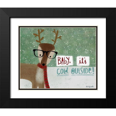 Cold Hipster Reindeer Black Modern Wood Framed Art Print with Double Matting by Doucette, Katie