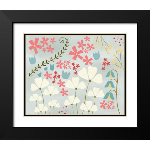 Pastel Flowers Black Modern Wood Framed Art Print with Double Matting by Doucette, Katie