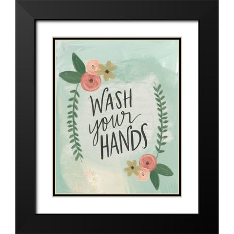 Wash Your Hands Black Modern Wood Framed Art Print with Double Matting by Doucette, Katie