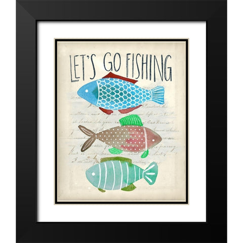 Lets Go Fishing Black Modern Wood Framed Art Print with Double Matting by Doucette, Katie