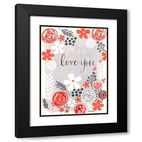 Love You Black Modern Wood Framed Art Print with Double Matting by Doucette, Katie