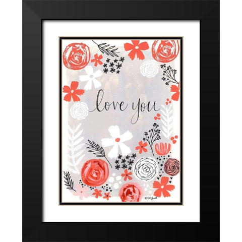 Love You Black Modern Wood Framed Art Print with Double Matting by Doucette, Katie