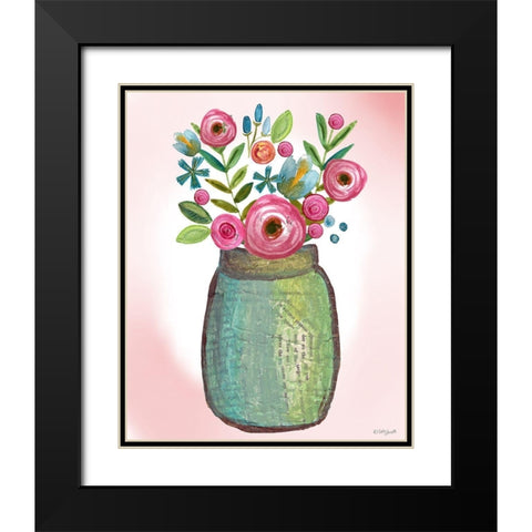 Bouquet Collage Black Modern Wood Framed Art Print with Double Matting by Doucette, Katie