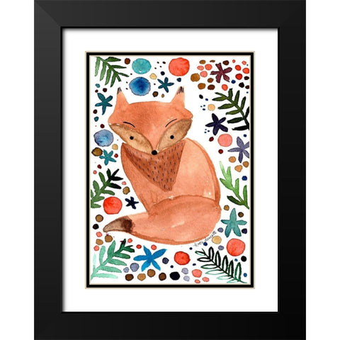 Watercolor Fox Black Modern Wood Framed Art Print with Double Matting by Doucette, Katie