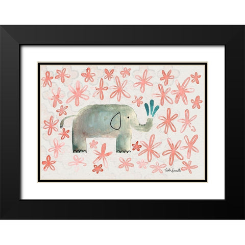 Floral Fox Black Modern Wood Framed Art Print with Double Matting by Doucette, Katie