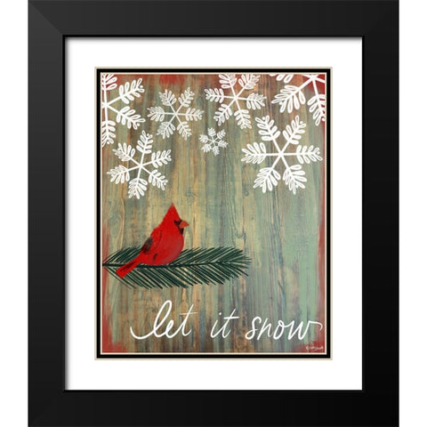 Let It Snow Cardinal Black Modern Wood Framed Art Print with Double Matting by Doucette, Katie