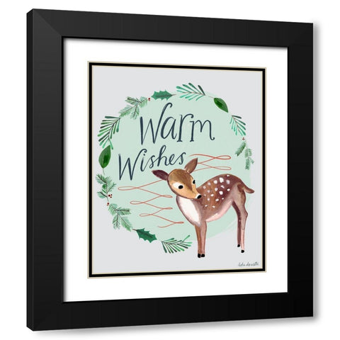 Warm Wishes Fawn Black Modern Wood Framed Art Print with Double Matting by Doucette, Katie