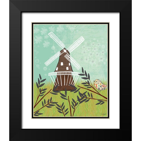 Windmill Black Modern Wood Framed Art Print with Double Matting by Doucette, Katie