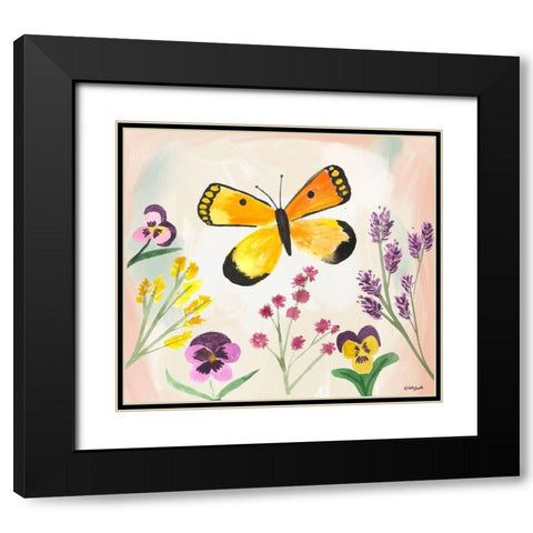 Watercolor Butterfly Black Modern Wood Framed Art Print with Double Matting by Doucette, Katie