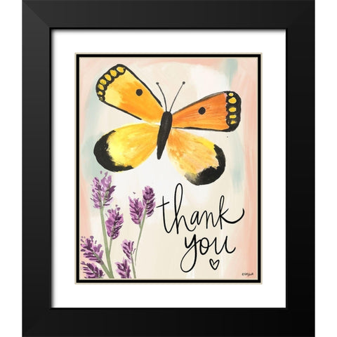 Thank You Black Modern Wood Framed Art Print with Double Matting by Doucette, Katie