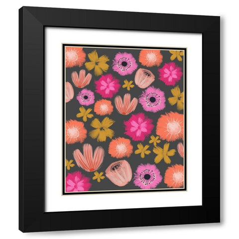 Pink Floral Pattern III Black Modern Wood Framed Art Print with Double Matting by Doucette, Katie