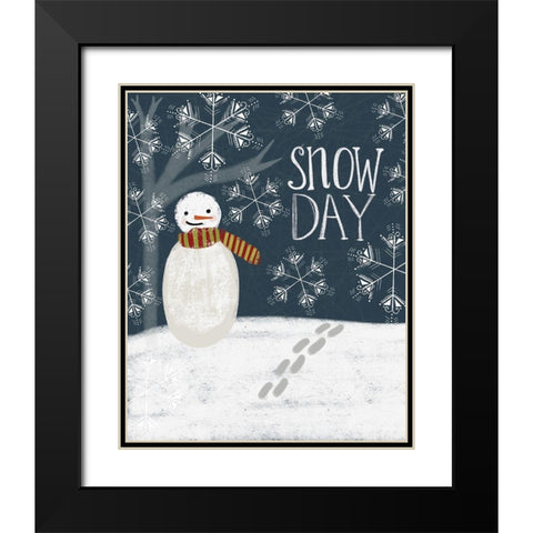 Snowday Snowman Black Modern Wood Framed Art Print with Double Matting by Doucette, Katie