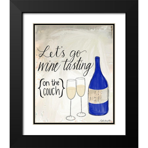 Wine Tasting on the Couch Black Modern Wood Framed Art Print with Double Matting by Doucette, Katie
