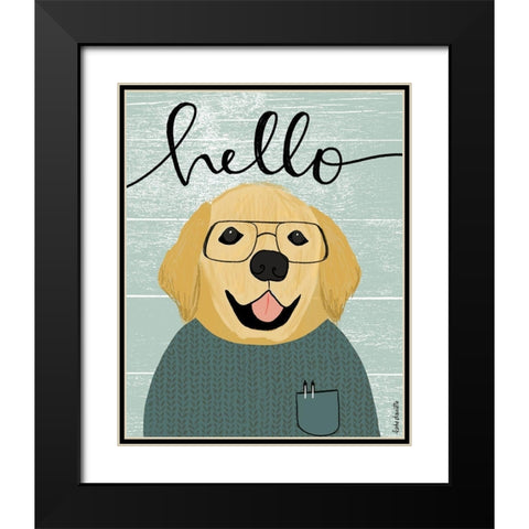 Hello Retriever Black Modern Wood Framed Art Print with Double Matting by Doucette, Katie