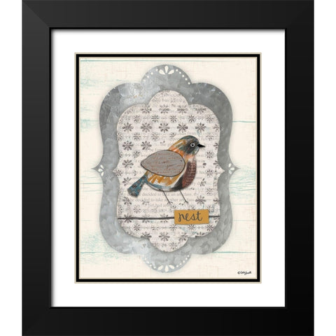 Shabby Bird Black Modern Wood Framed Art Print with Double Matting by Doucette, Katie