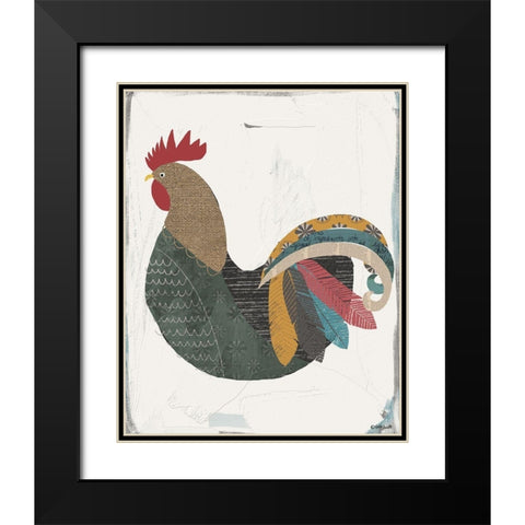 Rooster Black Modern Wood Framed Art Print with Double Matting by Doucette, Katie