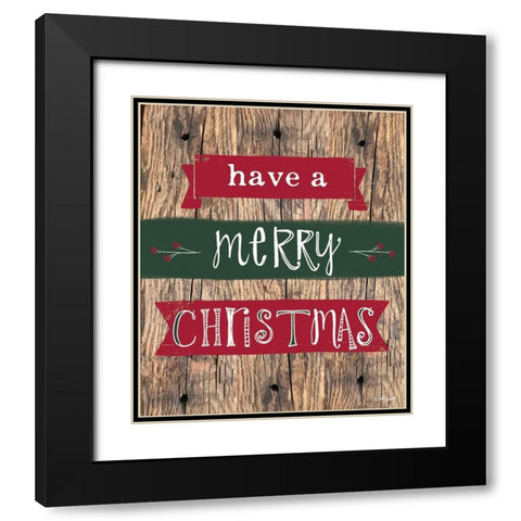 Merry Christmas Black Modern Wood Framed Art Print with Double Matting by Doucette, Katie