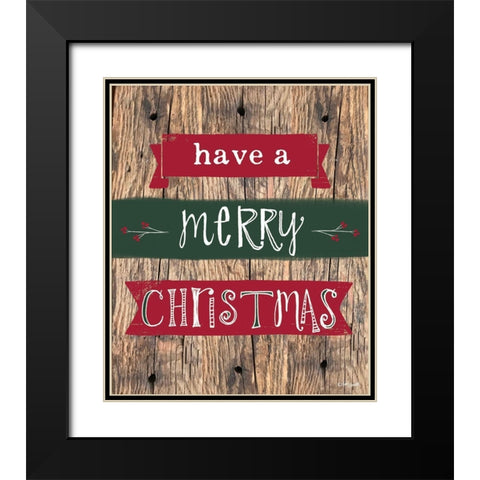 Merry Christmas Black Modern Wood Framed Art Print with Double Matting by Doucette, Katie