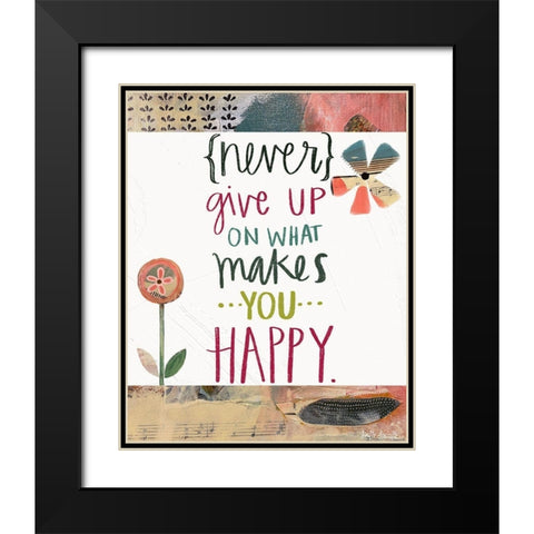 Never Give Up Black Modern Wood Framed Art Print with Double Matting by Doucette, Katie
