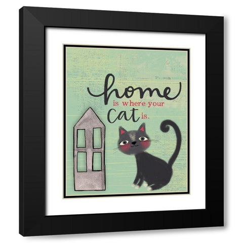 Home Cat Black Modern Wood Framed Art Print with Double Matting by Doucette, Katie