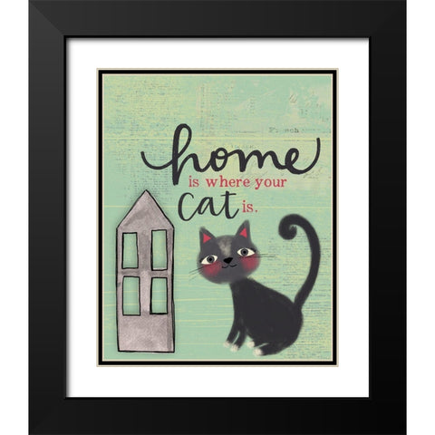 Home Cat Black Modern Wood Framed Art Print with Double Matting by Doucette, Katie