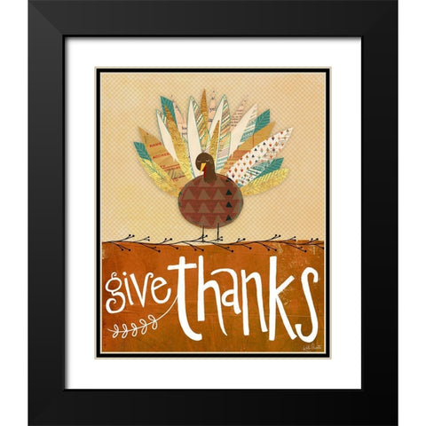 Give Thanks Black Modern Wood Framed Art Print with Double Matting by Doucette, Katie