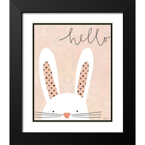 Hello Bunny Black Modern Wood Framed Art Print with Double Matting by Doucette, Katie
