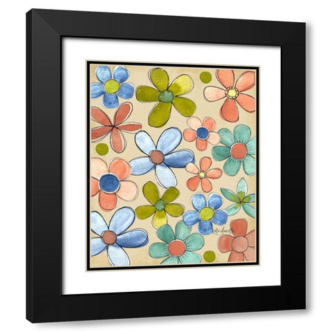 Flower Power Black Modern Wood Framed Art Print with Double Matting by Doucette, Katie