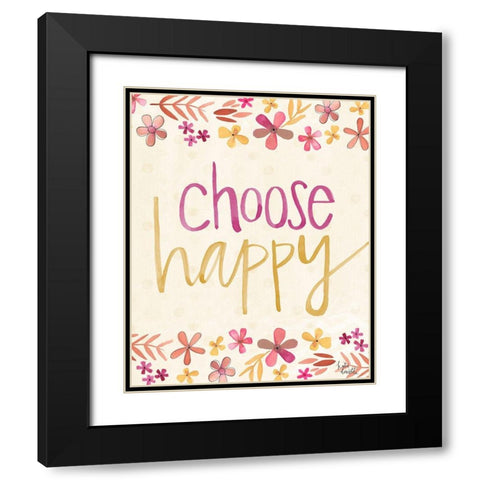 Choose Happy Black Modern Wood Framed Art Print with Double Matting by Doucette, Katie