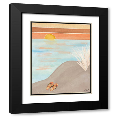 Flip Flops at Sunset Black Modern Wood Framed Art Print with Double Matting by Doucette, Katie