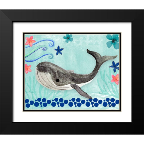 Whale Black Modern Wood Framed Art Print with Double Matting by Doucette, Katie