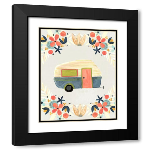 Floral Camper II Black Modern Wood Framed Art Print with Double Matting by Doucette, Katie