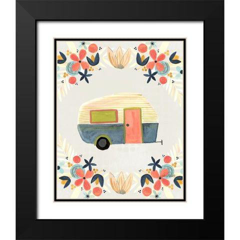 Floral Camper II Black Modern Wood Framed Art Print with Double Matting by Doucette, Katie