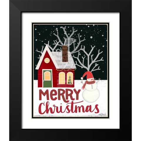 Merry Christmas Black Modern Wood Framed Art Print with Double Matting by Doucette, Katie