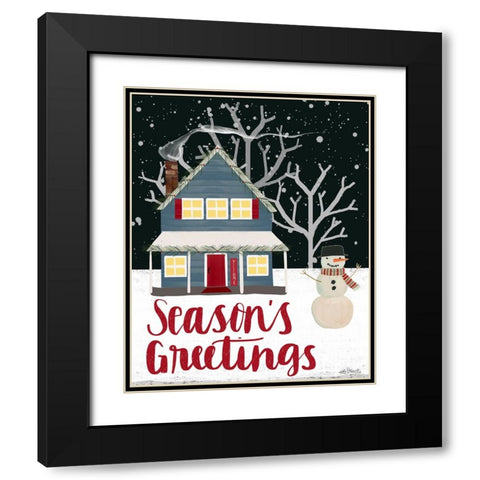 Seasons Greetings Black Modern Wood Framed Art Print with Double Matting by Doucette, Katie