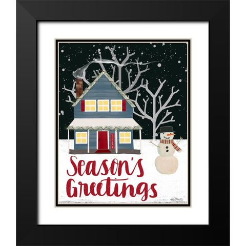 Seasons Greetings Black Modern Wood Framed Art Print with Double Matting by Doucette, Katie