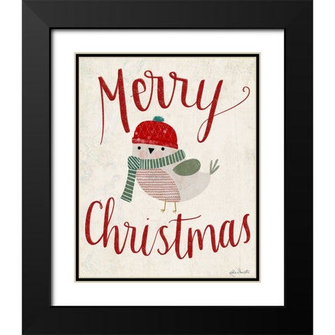 Merry Christmas Black Modern Wood Framed Art Print with Double Matting by Doucette, Katie