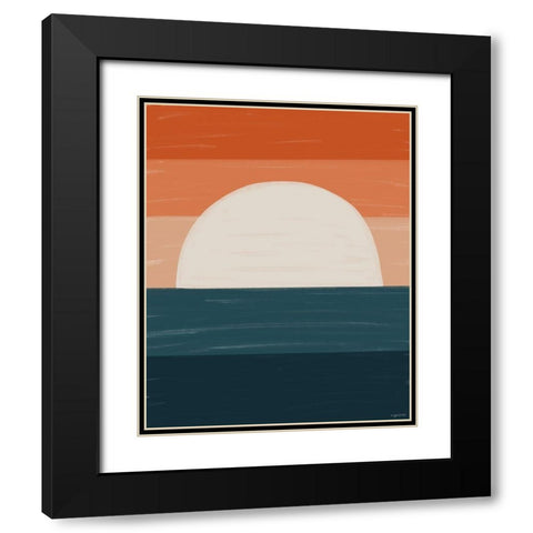 Teal Orange Sunset Black Modern Wood Framed Art Print with Double Matting by Brown, Kyra