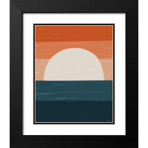 Teal Orange Sunset Black Modern Wood Framed Art Print with Double Matting by Brown, Kyra