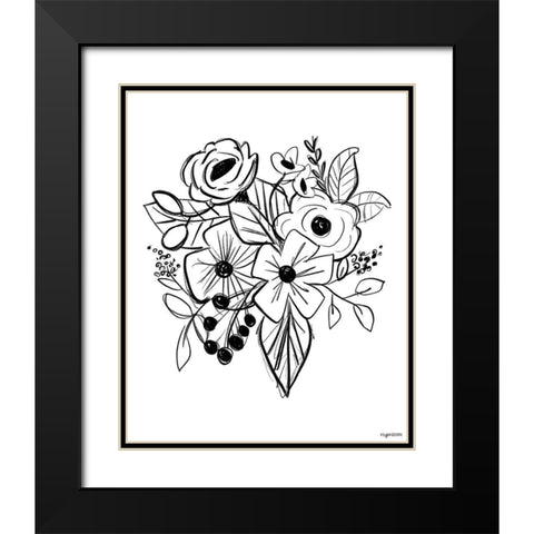 Flower Sketch Black Modern Wood Framed Art Print with Double Matting by Brown, Kyra