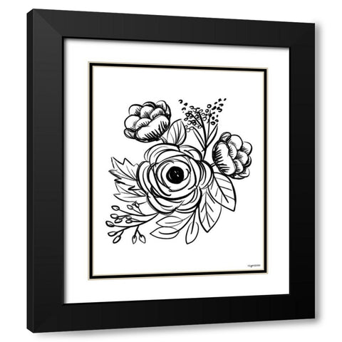 Flower Sketch II Black Modern Wood Framed Art Print with Double Matting by Brown, Kyra