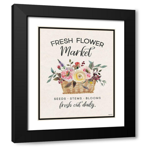 Flower Market Black Modern Wood Framed Art Print with Double Matting by Brown, Kyra