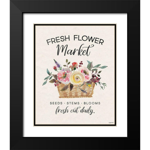 Flower Market Black Modern Wood Framed Art Print with Double Matting by Brown, Kyra