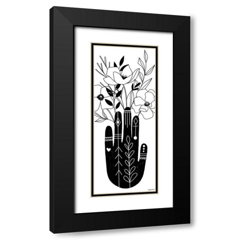 Flower Hand Black Modern Wood Framed Art Print with Double Matting by Brown, Kyra